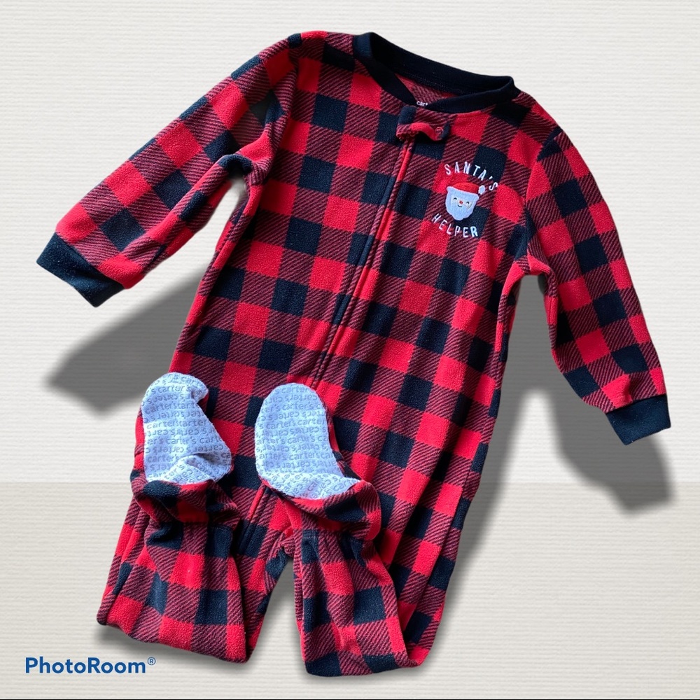 Santa’s Helper Fleece Footed Tot Pajamas one-piece